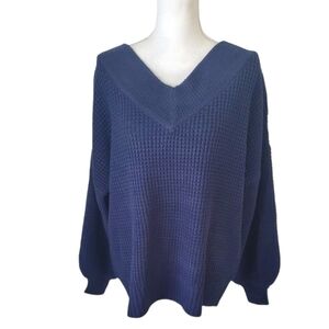 Zenana Outfitters Navy V-Neck Sweater